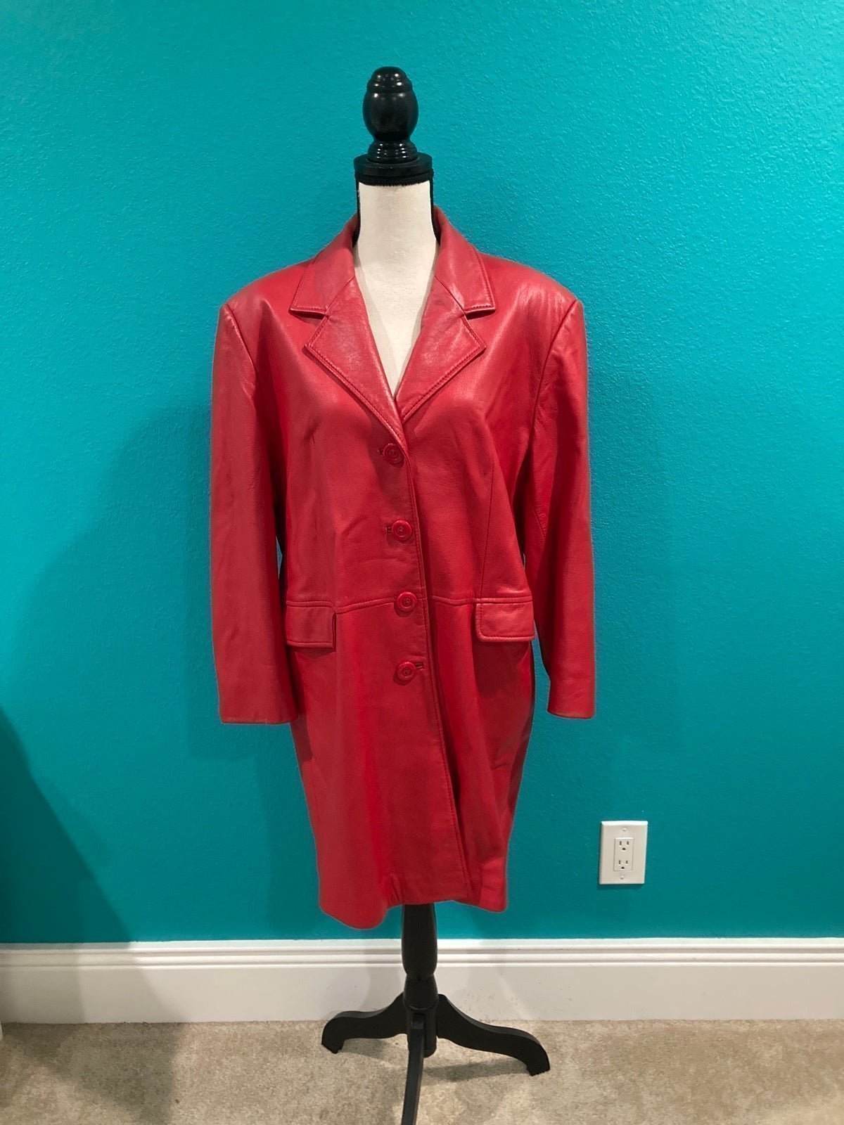 Vintage red leather Coat