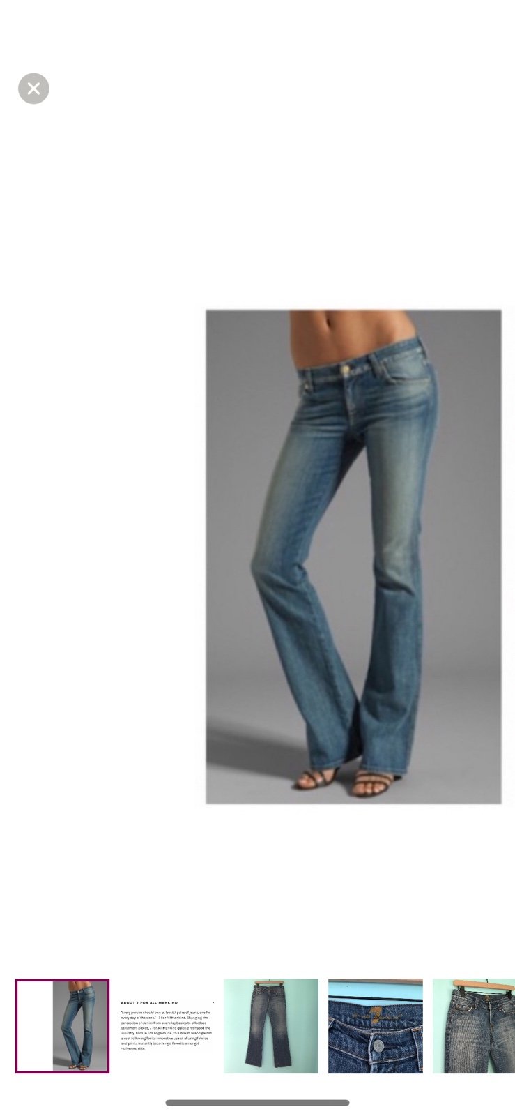 7 For All Mankind Low Rise Bootcut Denim Jean Med Wash Blue 26