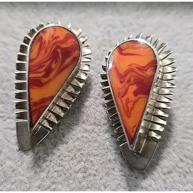 Mexico Sterling 925 Spiny Oyster Clip-on Earrings Absolutely Gorgeous Stunning
