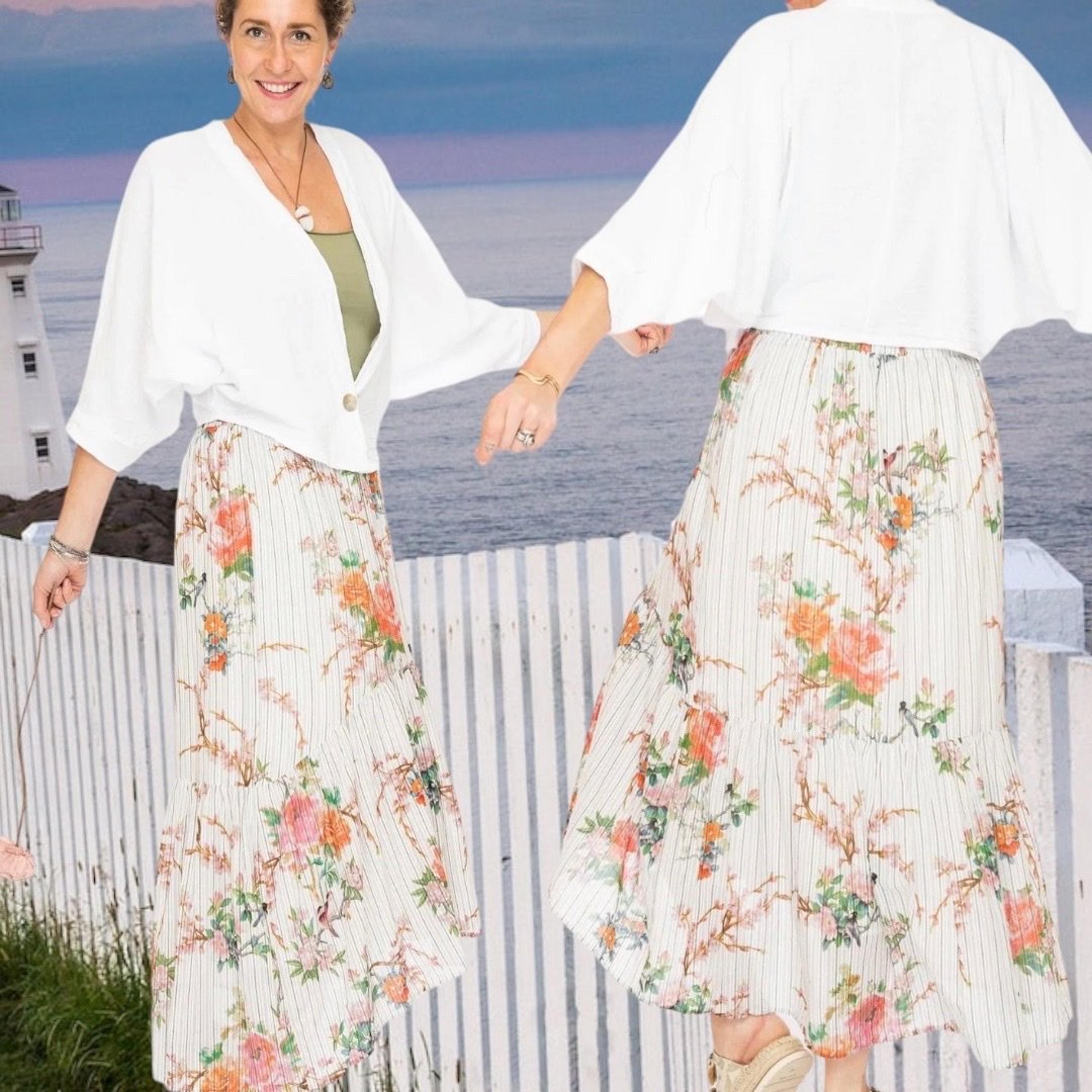 NWT Johnny Was Workshop Colmar Maxi Prairie Lined Skirt Medium.