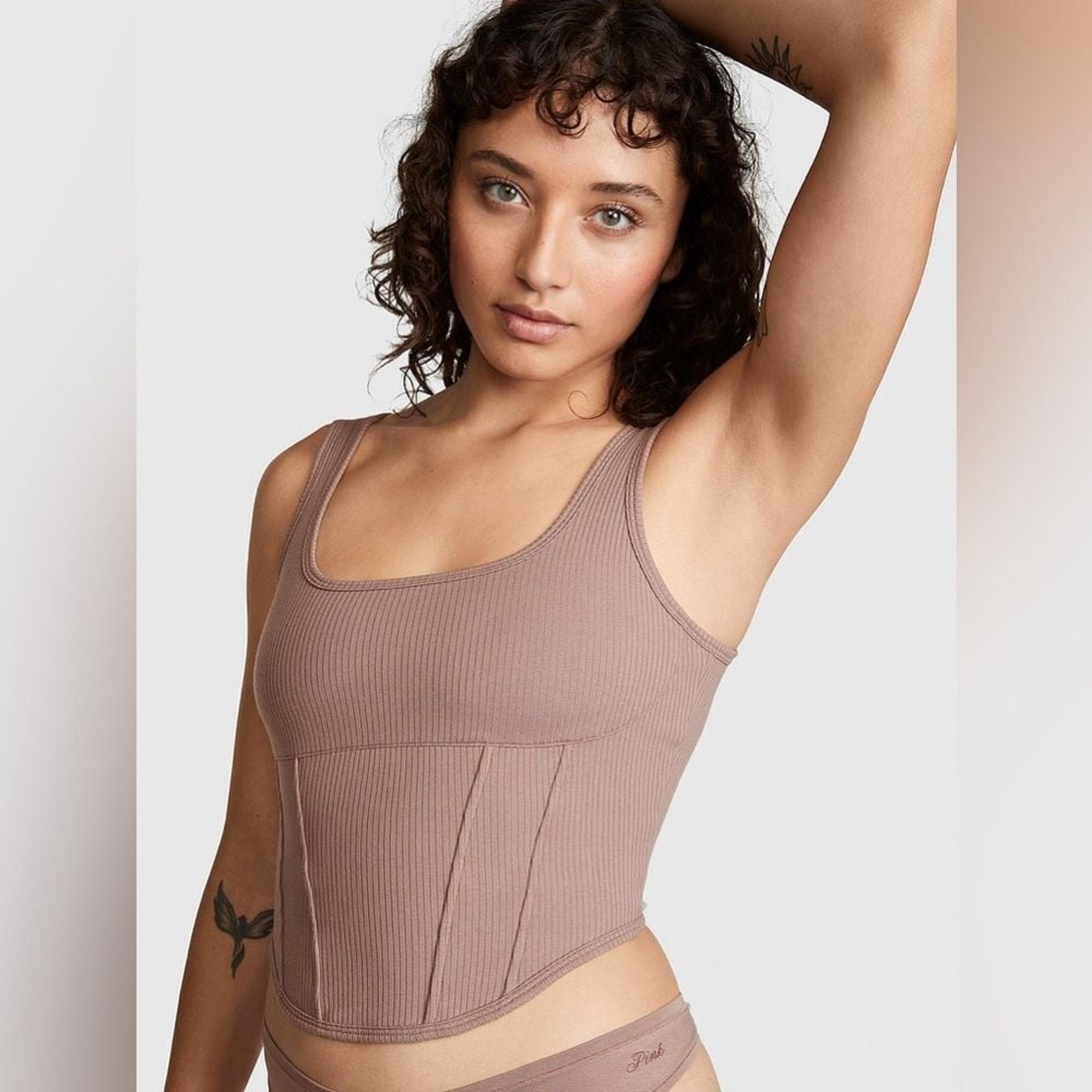 VICTORIAS SECRET PINK THE CINCHED PIQUÉ CORSET TOP Women's SIZE XXL NEW