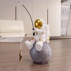 Astronaut Figurine | Astronaut Fishing Star | Figure Sculpture for Desktop