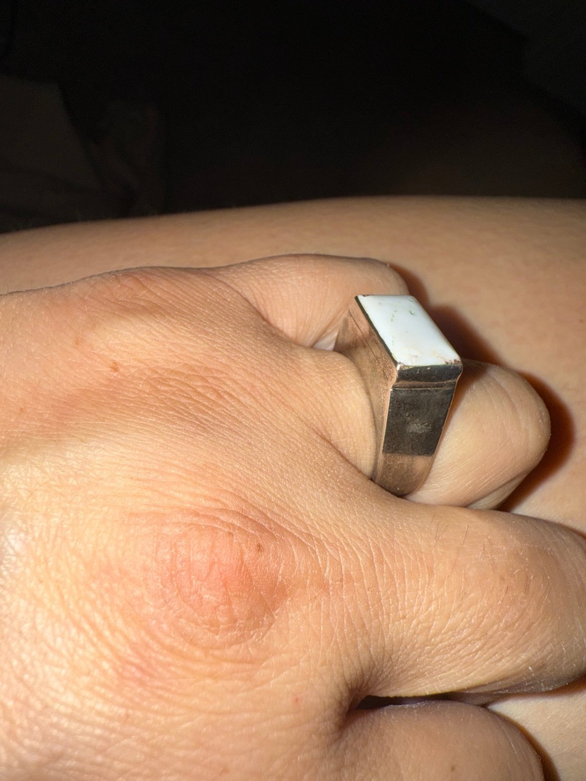 White buffalo Sterling silver ring size 8