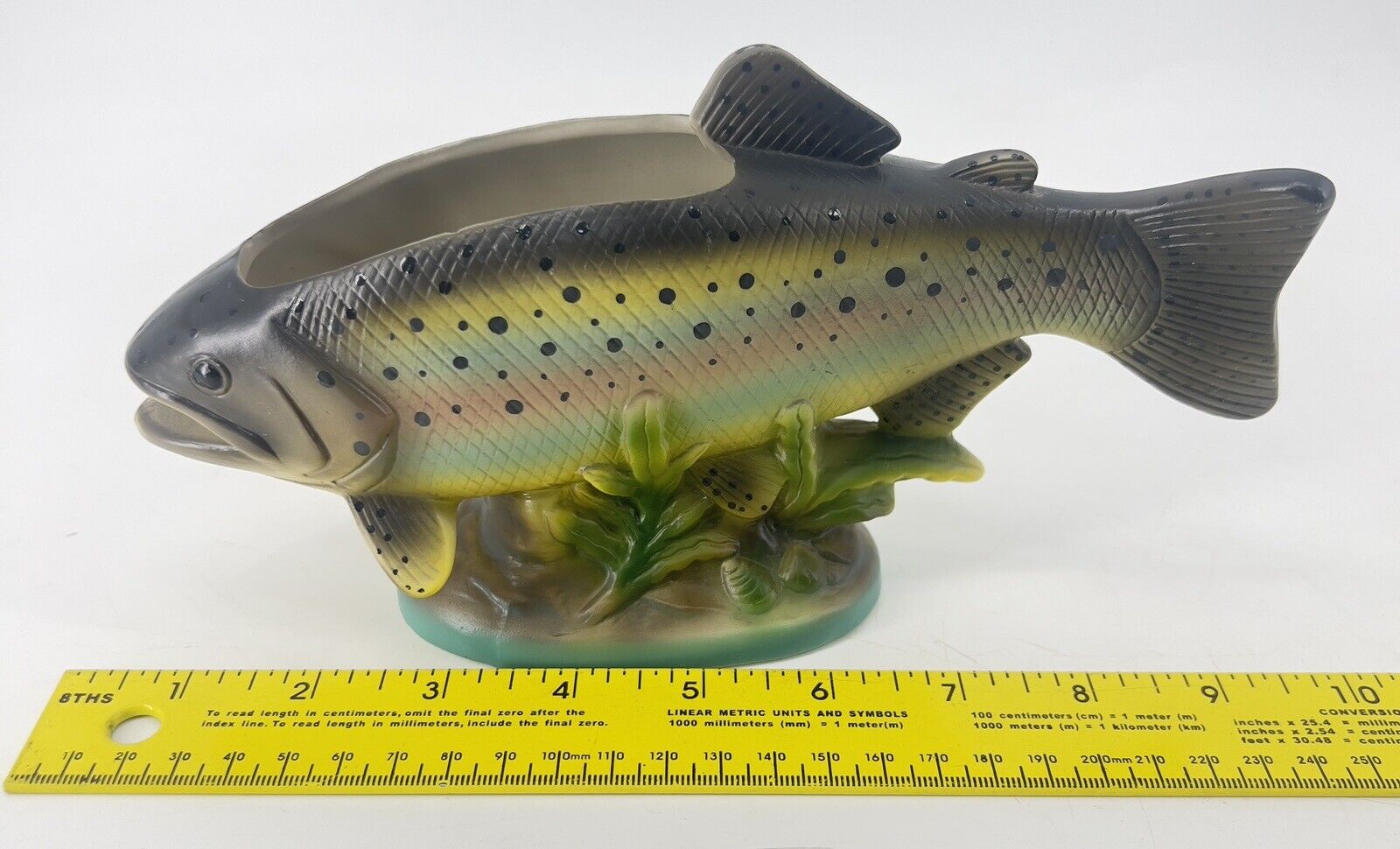 VTG MCM Napco Ceramic Rainbow Trout Fish Planter Figural Lake River Numbered