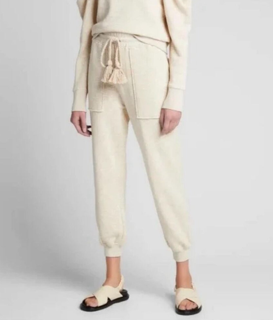 Ulla Johnson Charley Cotton Sweatpants joggers in oatmeal size medium