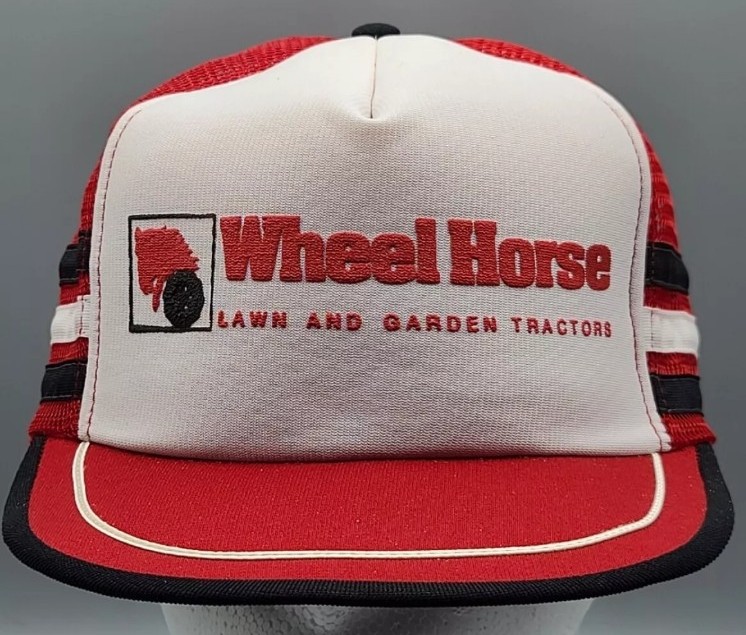 VINTAGE Wheel Horse 3 Stripe Mesh Snapback Trucker Hat/Cap, Made in USA, NEW