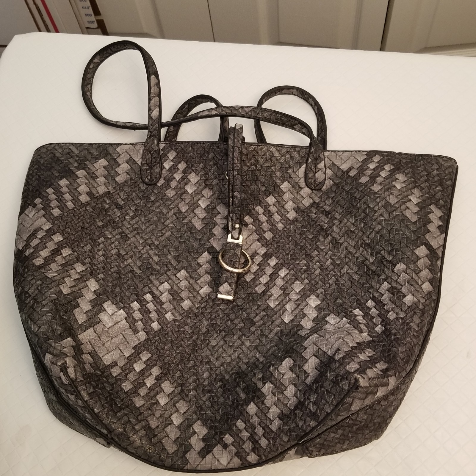 Tote Purse Shoulder Bag Black/Grey 17 X 13 X 4