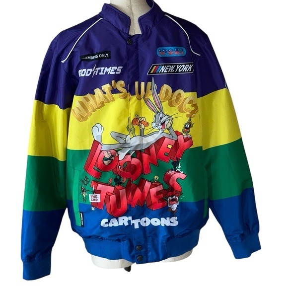 NWT Members Only Racer Jacket Looney Tunes Men M Medium Multicolor