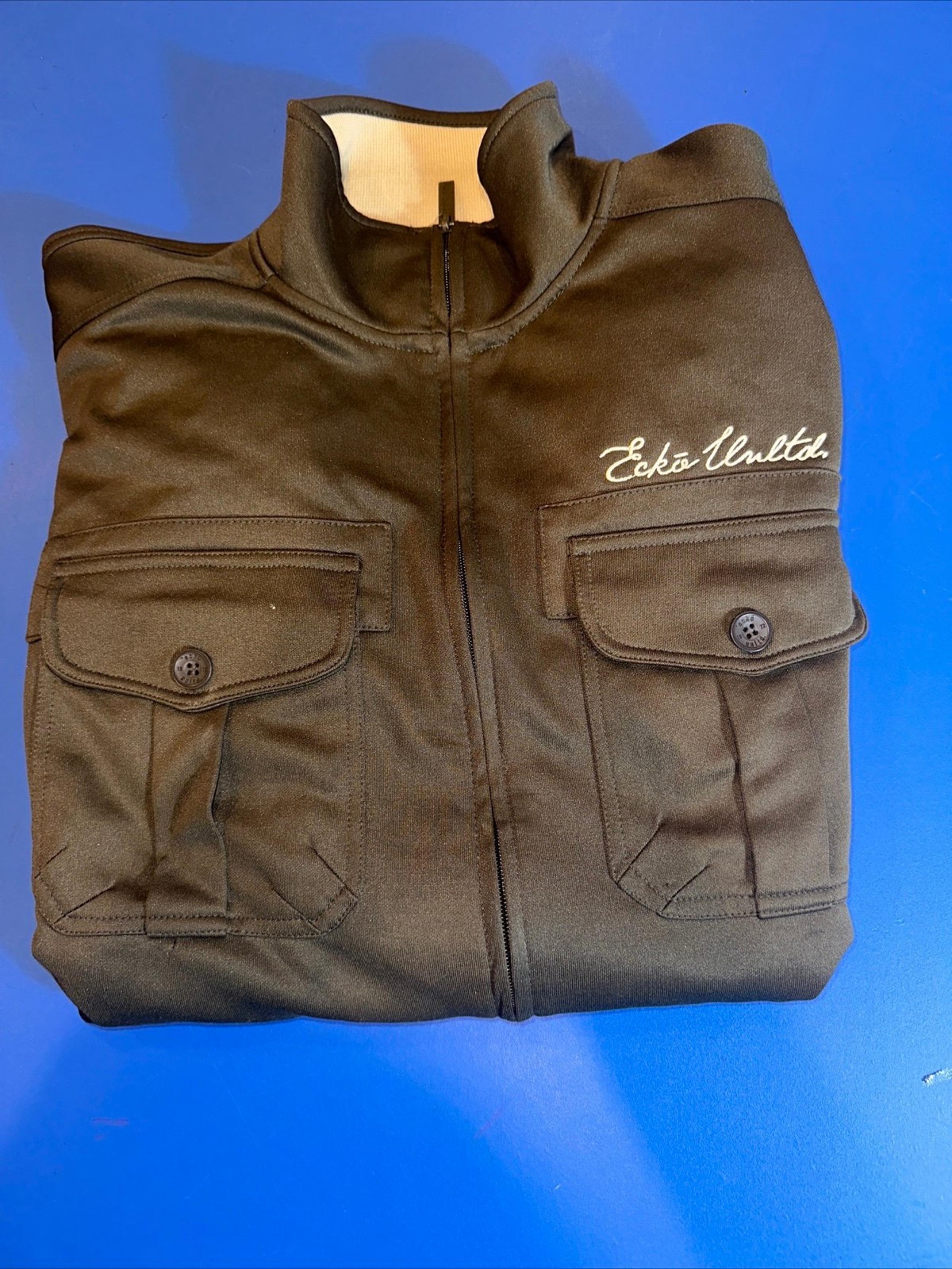 Ecko Unltd Men's Full Zip Brown Jacket With Full Back Graphics TS3.  Size Large.