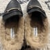 NWOT KHLOE BLACK LEATHER Faux Fur Slip On Loafers