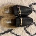 NWOT KHLOE BLACK LEATHER Faux Fur Slip On Loafers