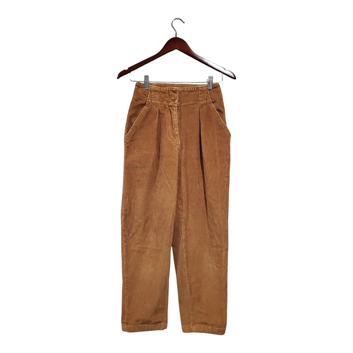 Aritzia Wilfred Free Women's Brown Corduroy Pants Pleated High Waisted Size 2