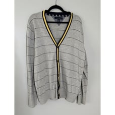 Tommy Hilfiger Gray Striped Button Cardigan Preppy 90s Men's XL