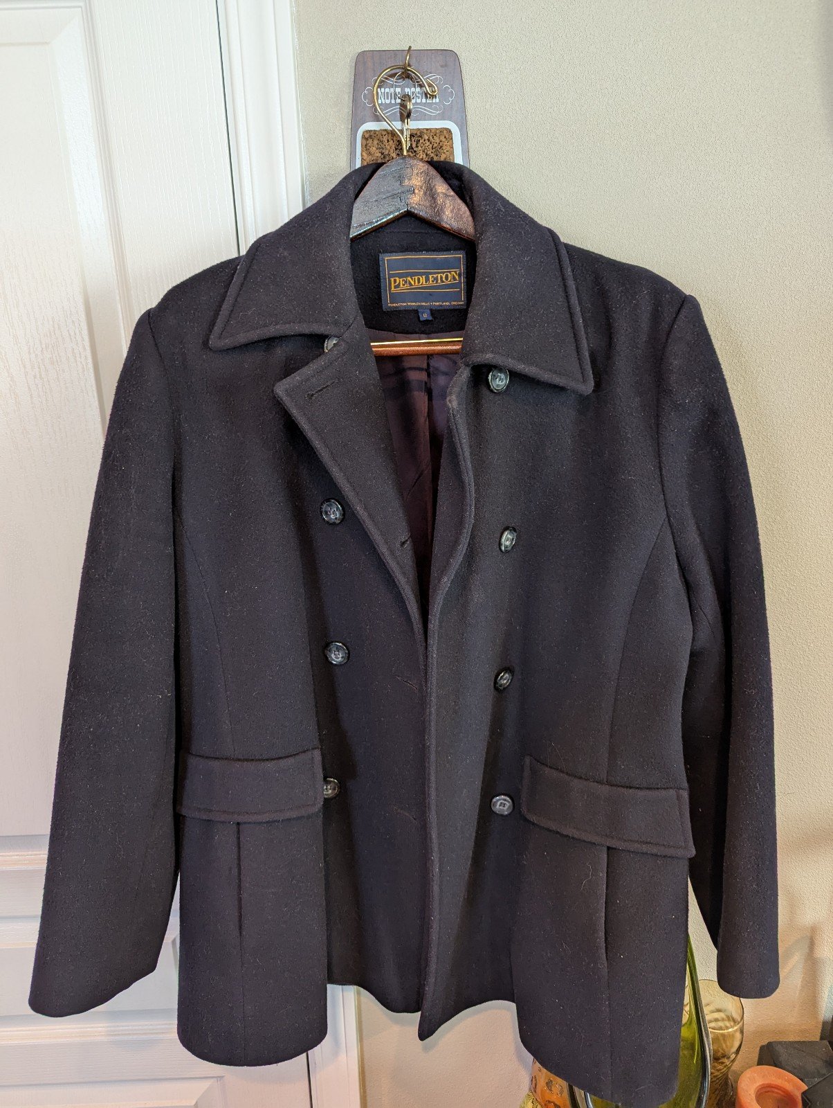 Vintage Women's Pendleton Wool Pea Coat Black size 12
