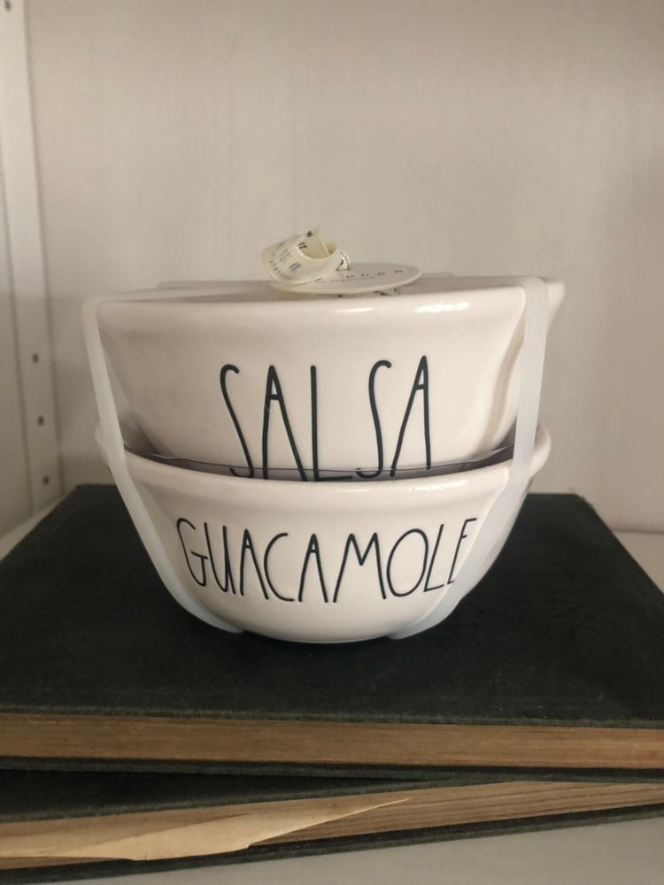 Rae Dunn salsa and guacamole bowls