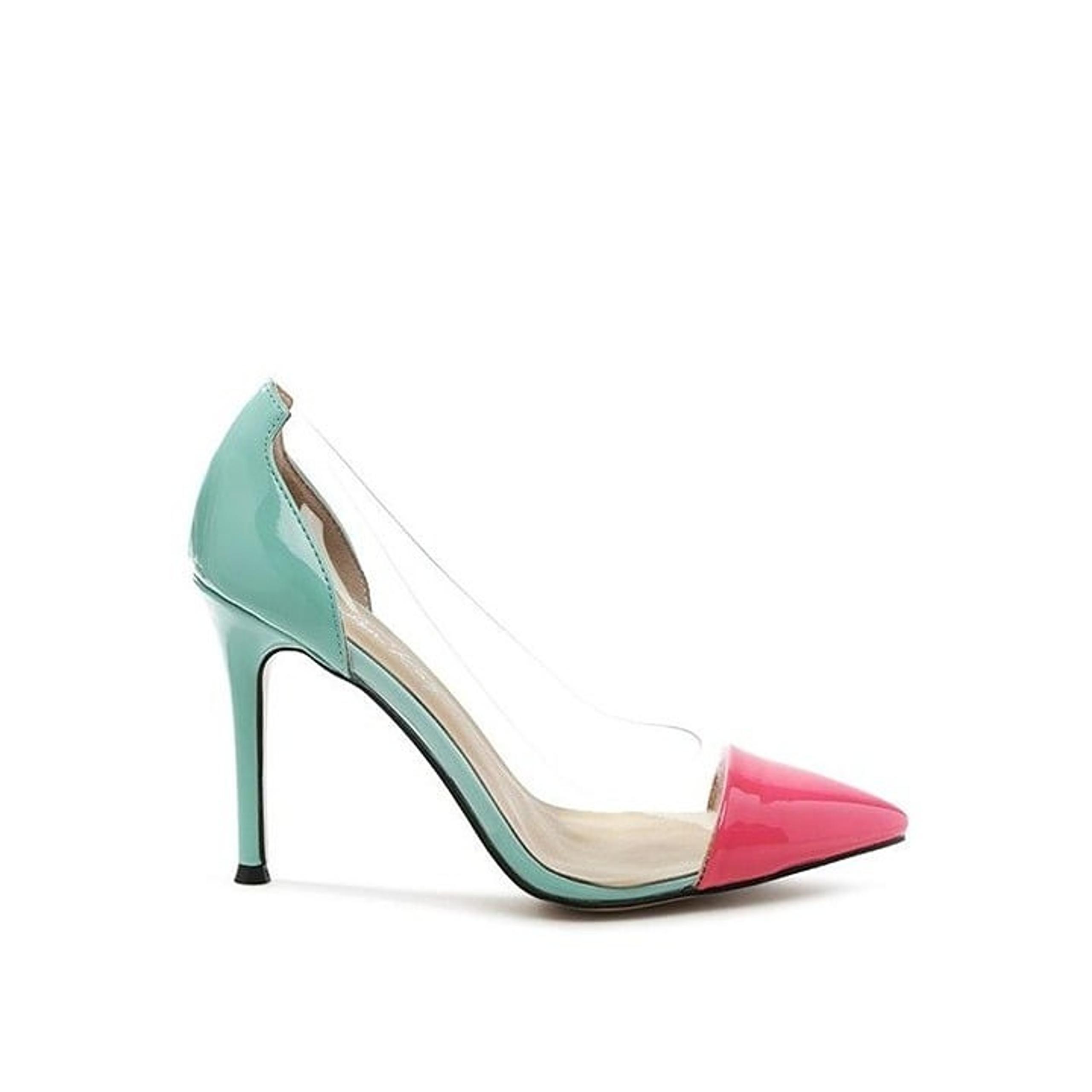 Candace clear Stiletto Pumps - Greenpink 7 ,5 ,6 ,10
