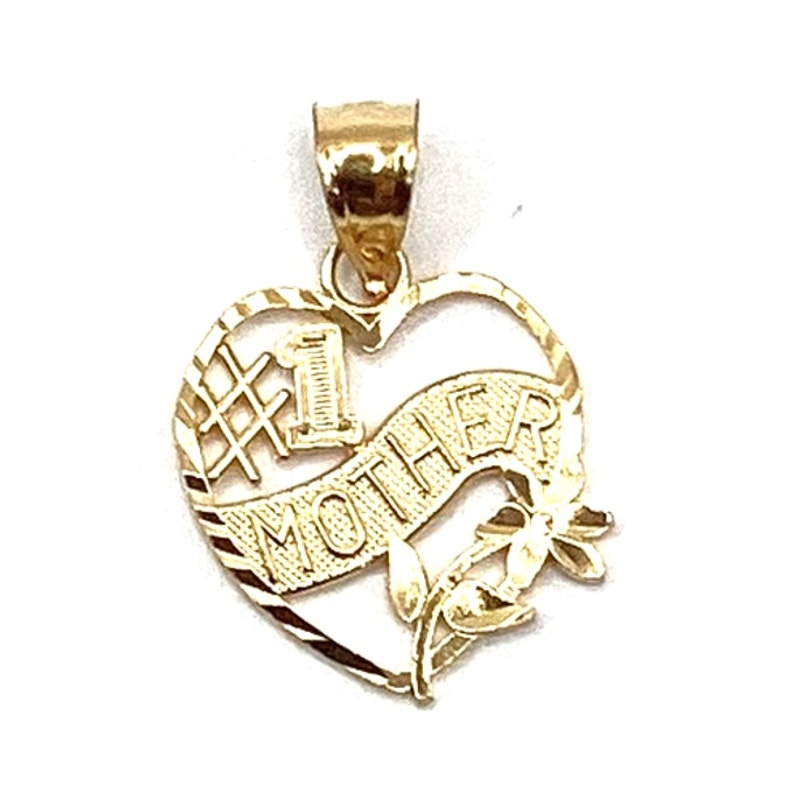 14K Yellow Gold #1 Mother Heart Pendant