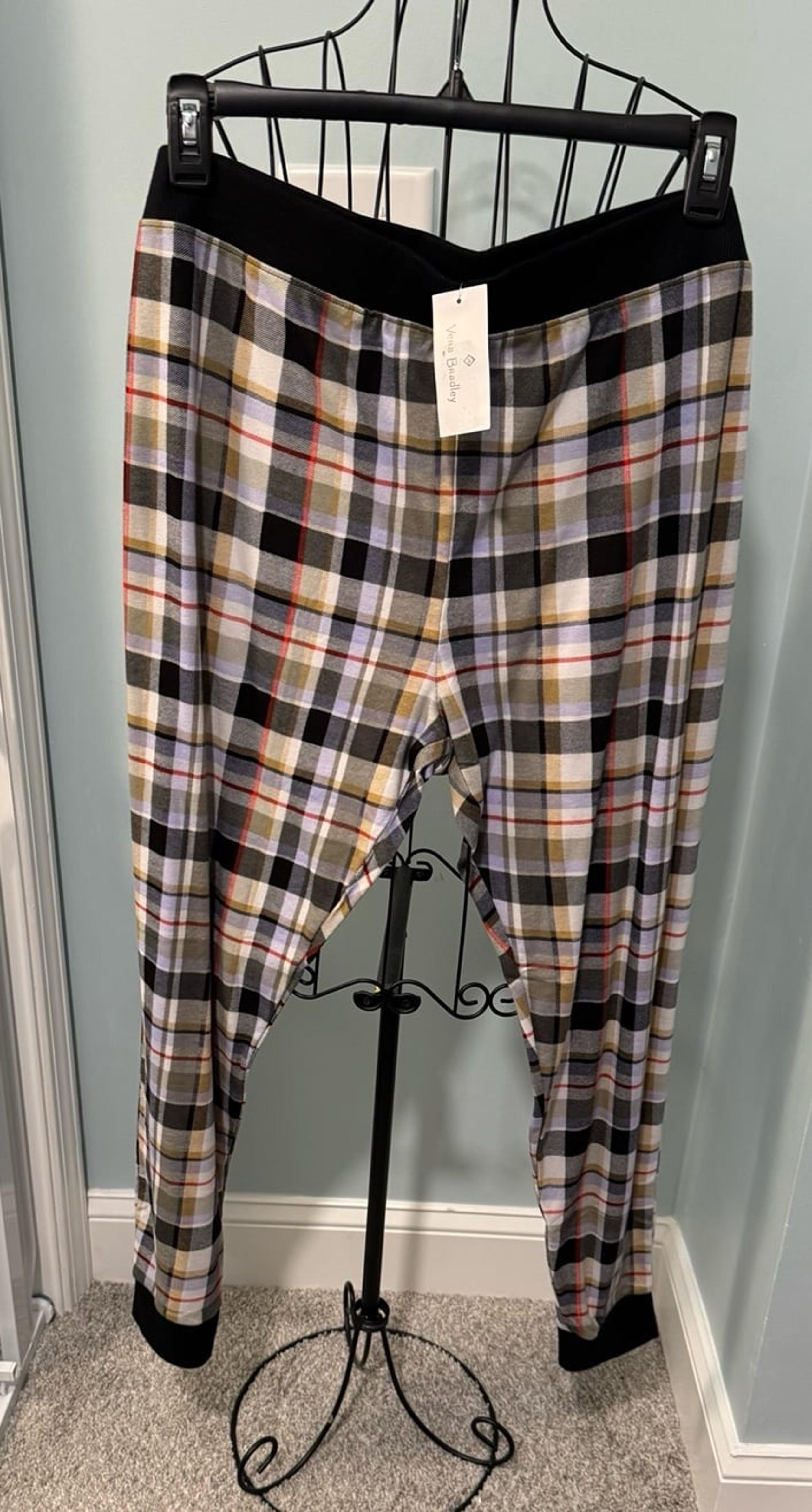New Vera Bradley Extra Large XL Women ribbed jogger pajama pants Perfectly Plaid