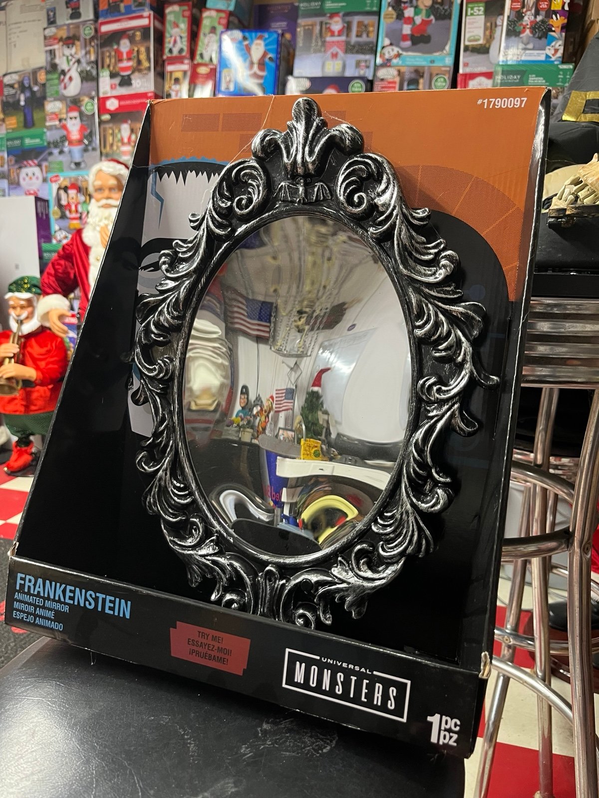 Gemmy Halloween Lighted Talking Universal Frankenstein Mirror