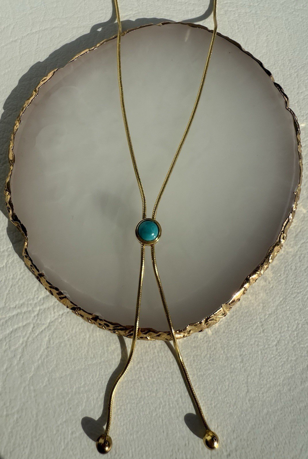 MILOR Slide Turquoise Gold Over 925 Sterling Silver Necklace 30”