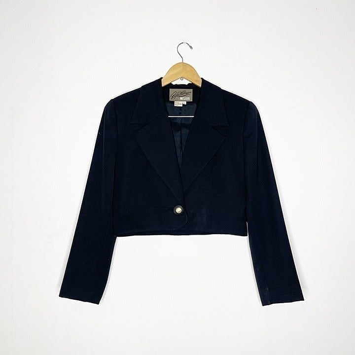 Rickie Freeman Terri Jon Vintage Crop Square Blazer Size 12