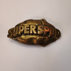 Vintage Superspud Solid Brass Belt Buckle Made In The USA BTS Chevron Ortho