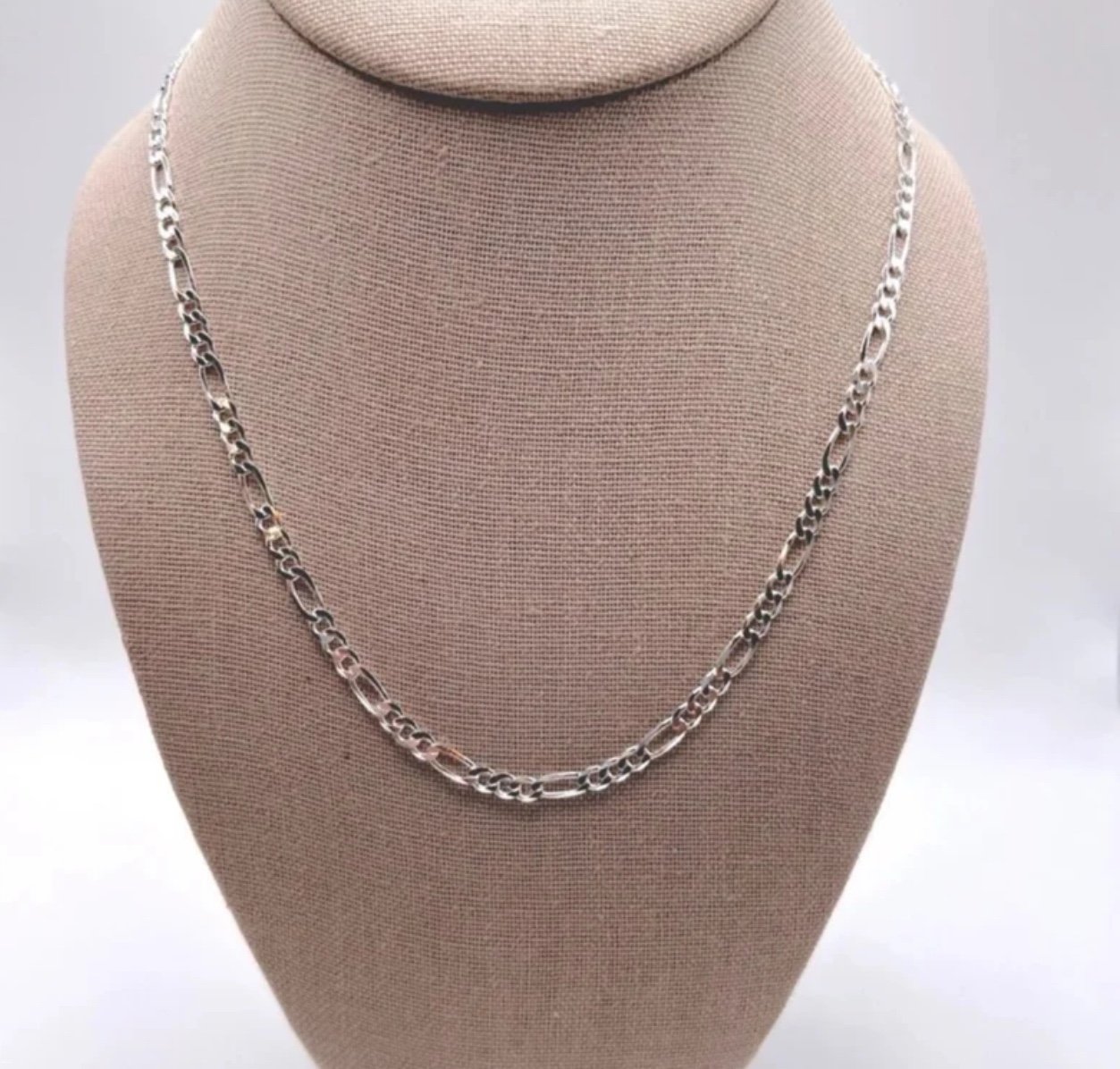 Unisex 20” .925 Sterling Silver 4mm Figaro Chain