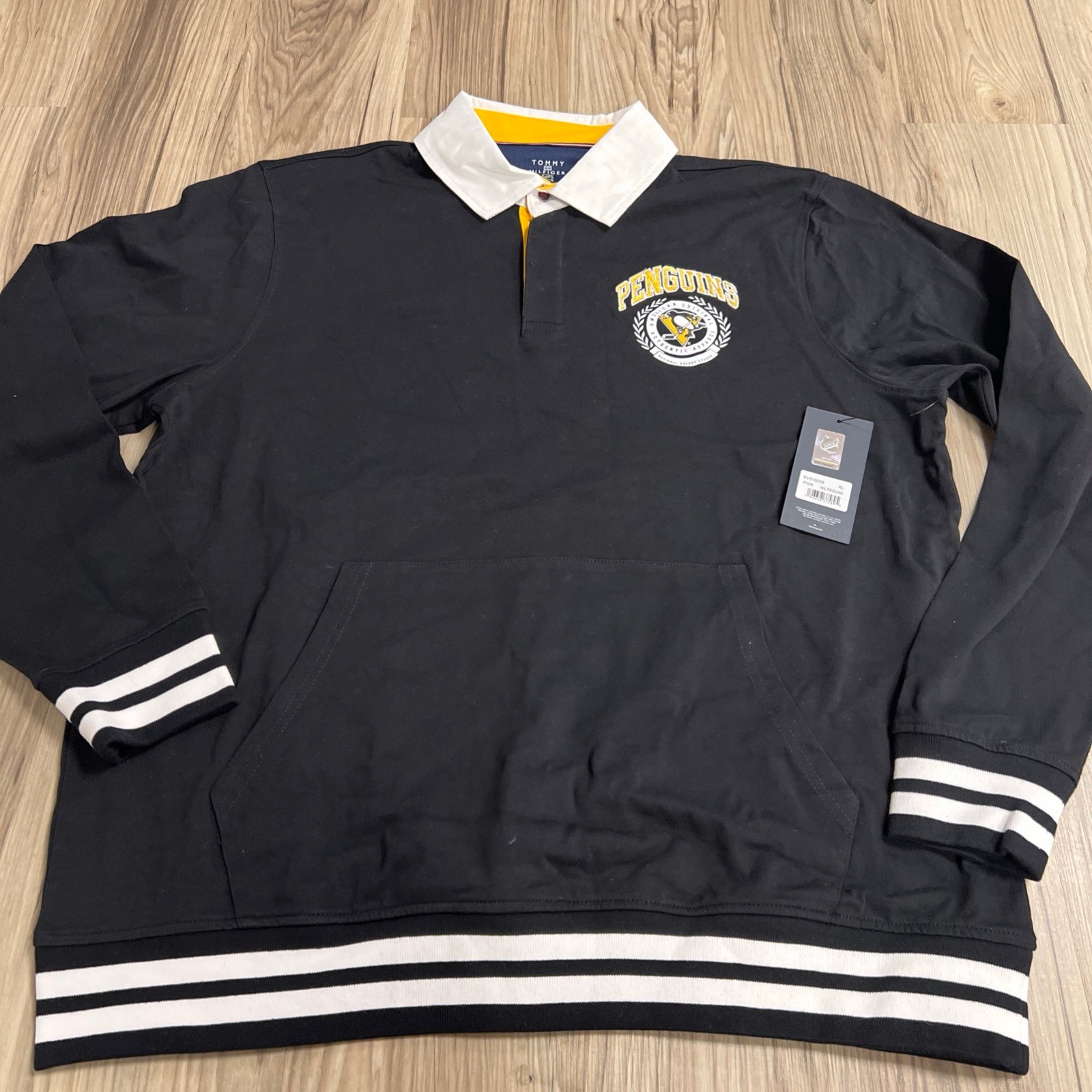 Tommy Hilfiger NHL Pittsburgh Penguins Long Sleeve Polo Men’s XL NWT