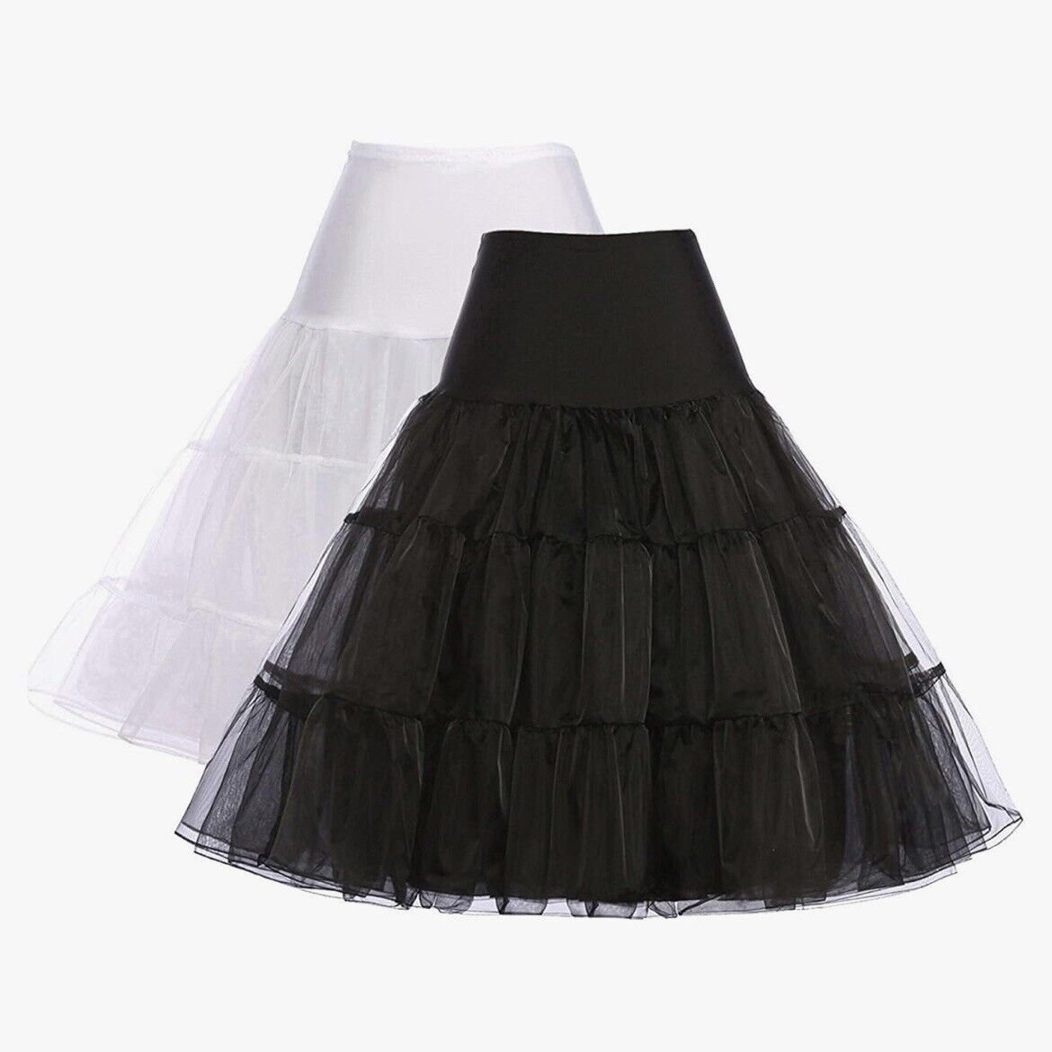 Grace Karin 2 Pack Petticoat Skirt Slip Underskirt Black & White Size Medium