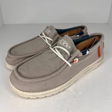 Hey Dude Mens Wally Washed Smoke Grey Lightweight Size 8 Slip On Casual Shoes