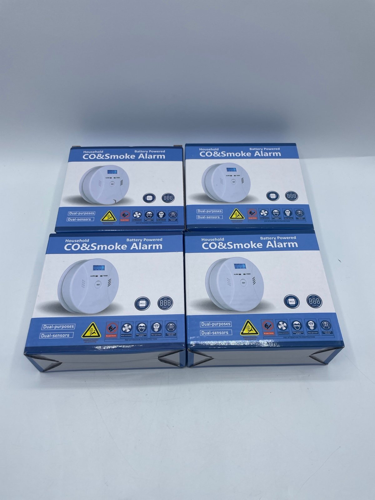 Carbon Monoxide & Smoke Alarm Detector Lot of 4 Battery Powered Brand New CO