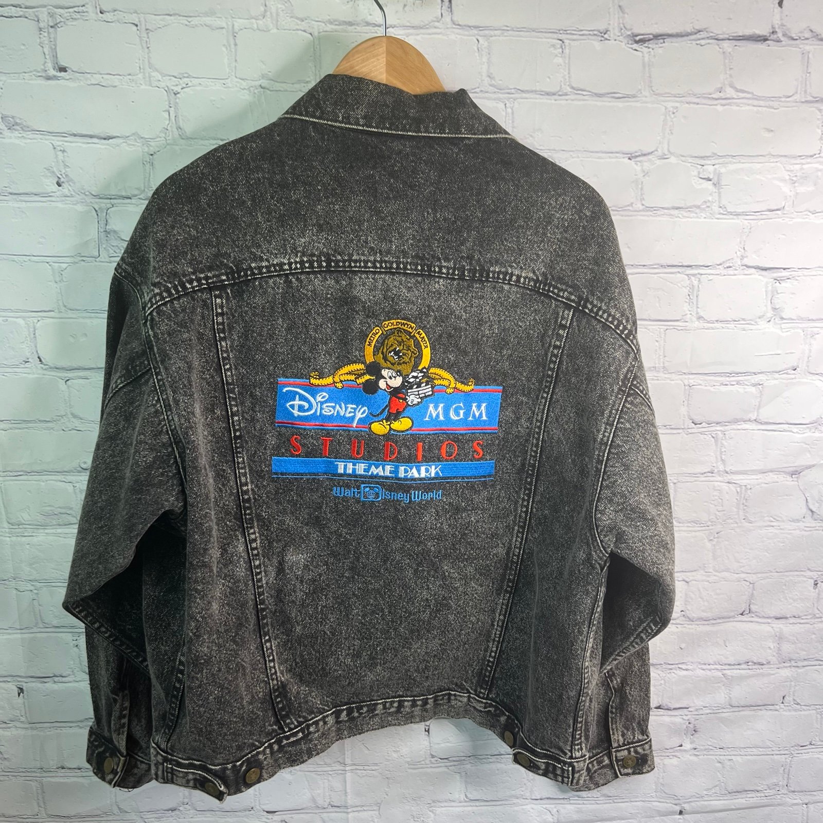 Disney Originals MGM Studios Theme Park Black Vintage Denim Jacket Large