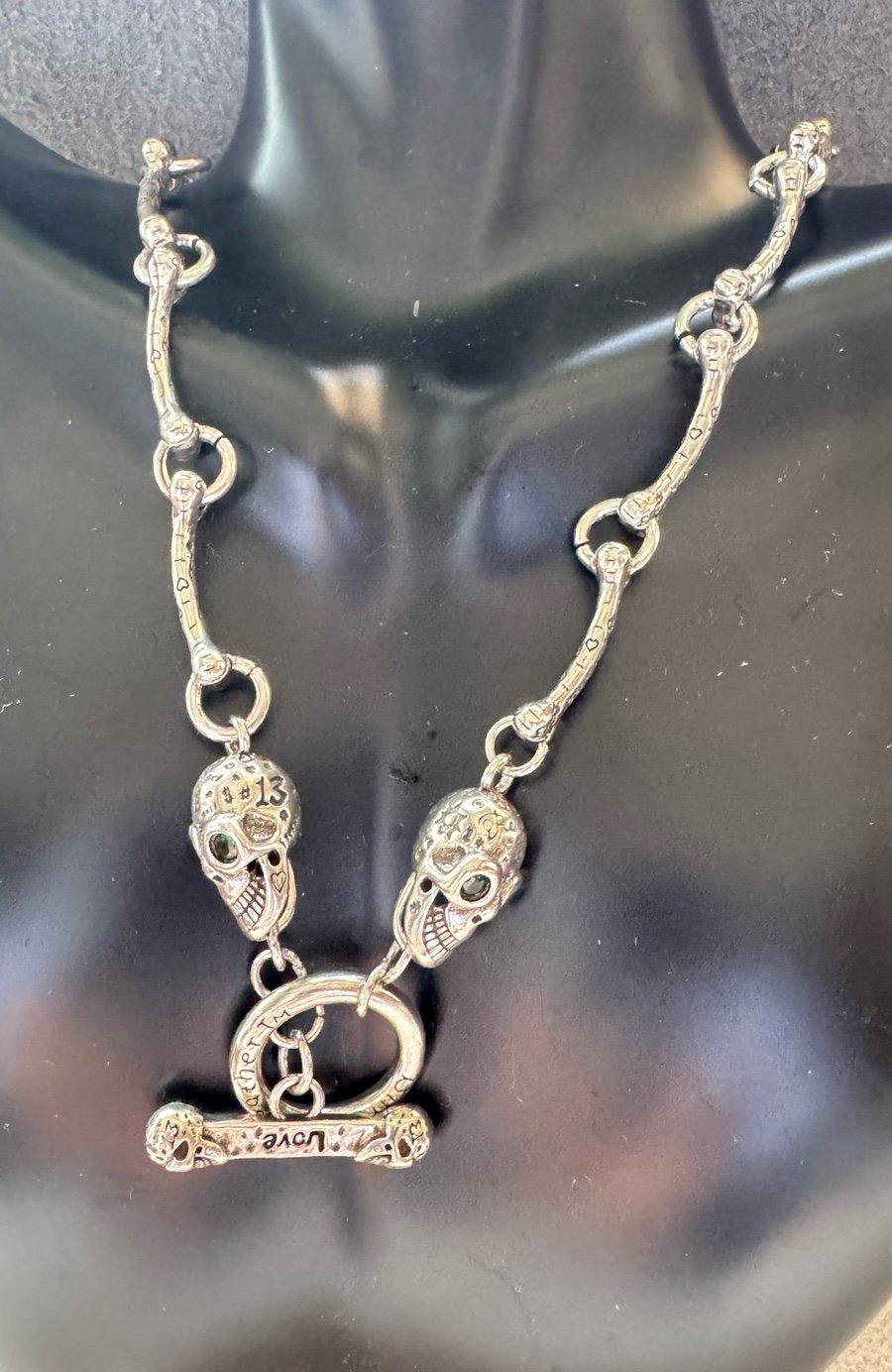 S925 skull and bone necklace