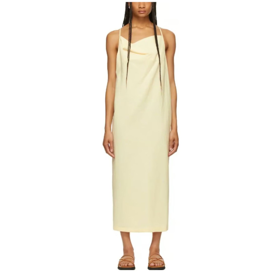 LE17SEPTEMBRE Women's Size 36 / US Small Yellow Crepe Cowl Neck Dress