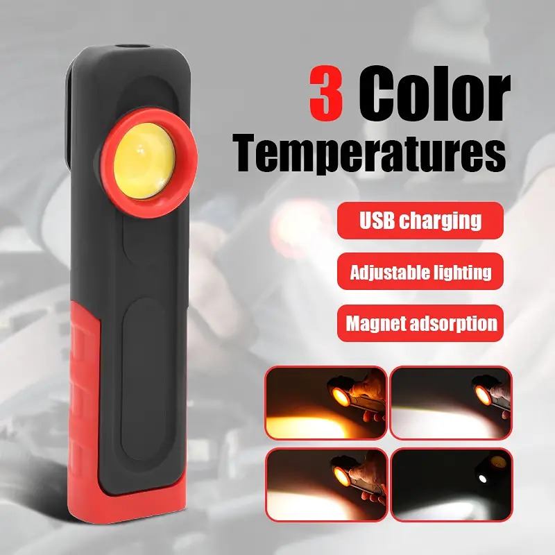 Portable Handheld 3-color Temperature Car Maintenance Work Light High-brightness