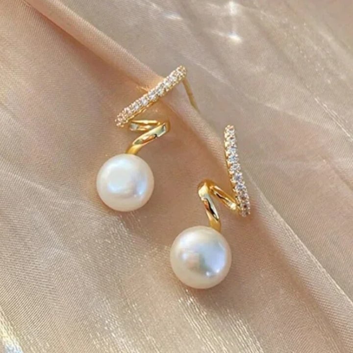 14K Gold Womens 1ct Diamond Twisted White Pearl Earrings New 14 K Silver Jewelry