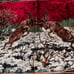 Vintage P & C Italy Red Velvet Deer Tapestry Wall Hanging/Rug