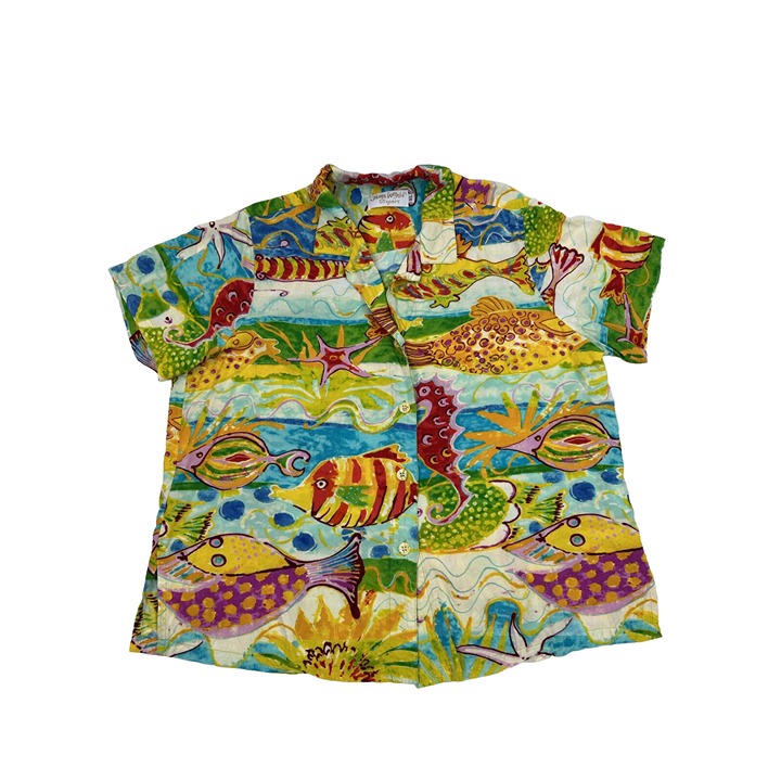 VTG 90s Jams World 50 Years Creatures of The Sea Short Sleeve Button Shirt XL