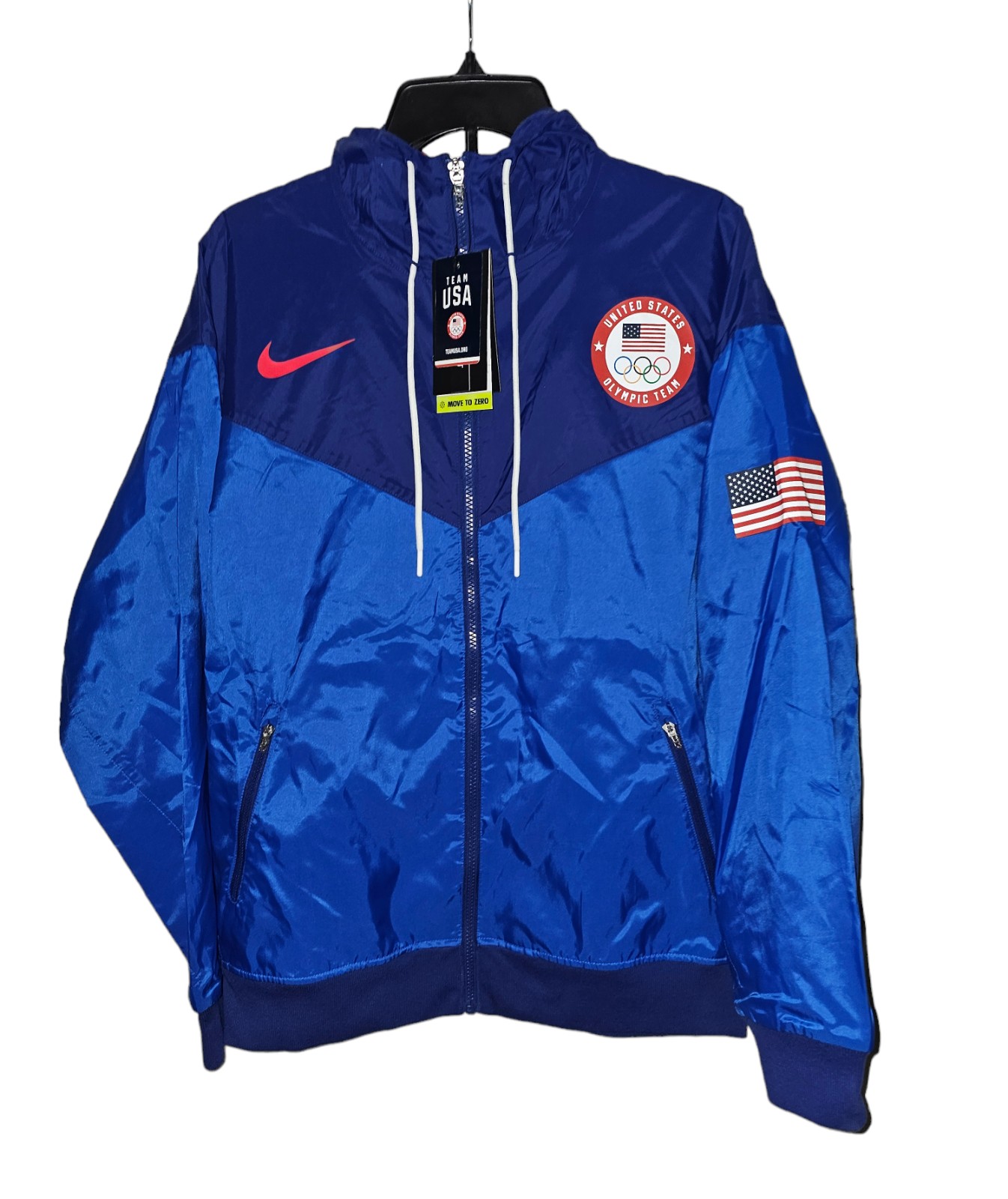 Nike Team USA Windrunner Woven Blue Hooded Jacket CK5813-455 Size Medium