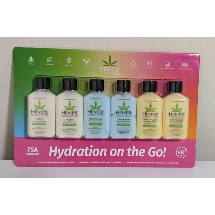 Hempz Lotion Hydration on the Go 2.25 Fluid Ounce Pack of 6 NEW TSA approved