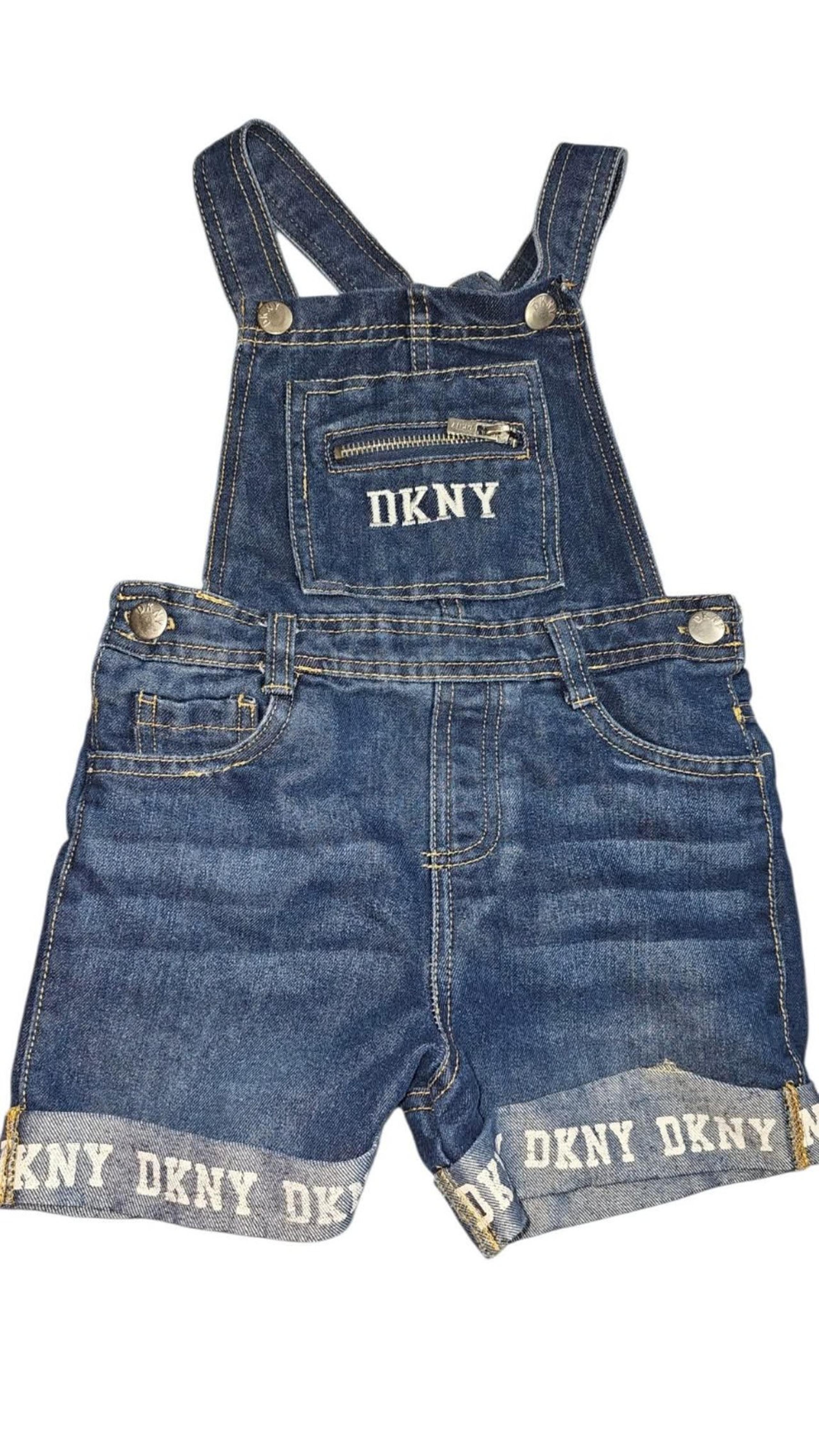 DKNY Girls 5 Bib Overall Denim Jean Shorts