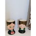 Vintage Hand Painted Wood Egg Cups SET Of 4 Family Wall Rack