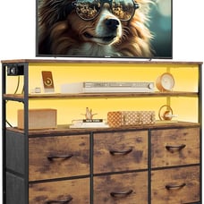 Led Dresser TV Stand for Bedroom, Entertainment Center with LED Lights