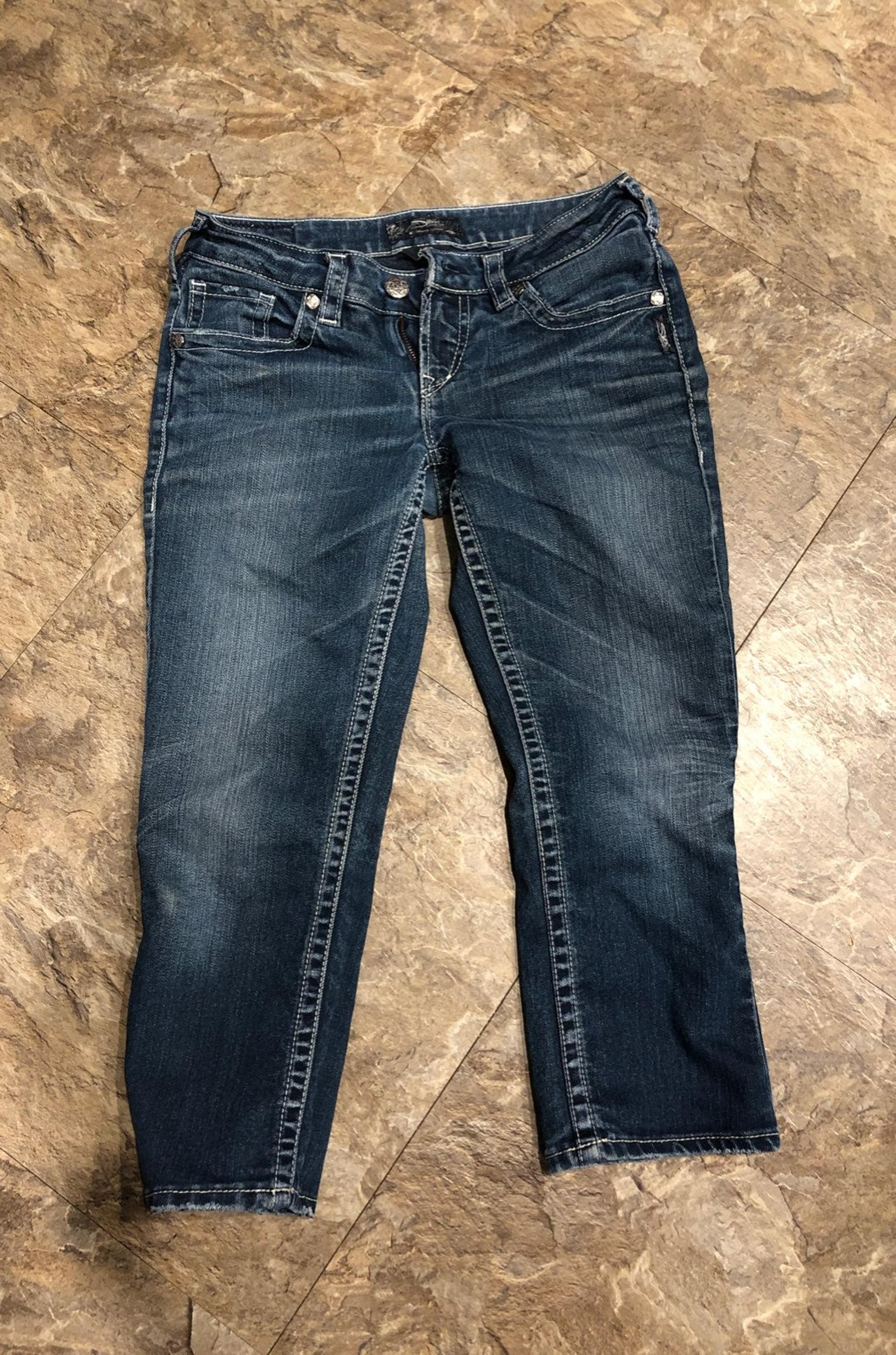 Silver jean capris