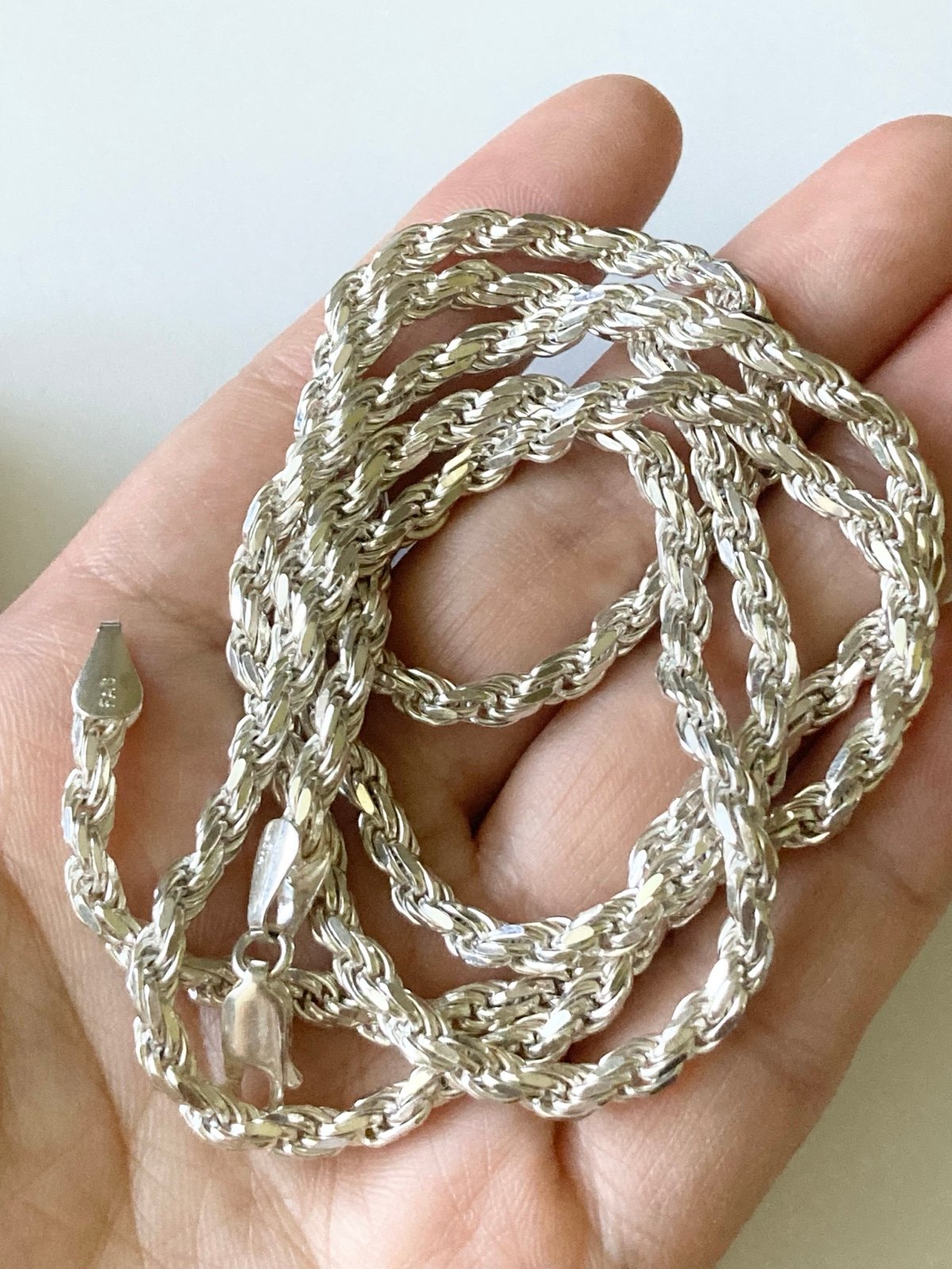 Super heavy FAS 925 Italy Sterling twisted rope chain Necklace