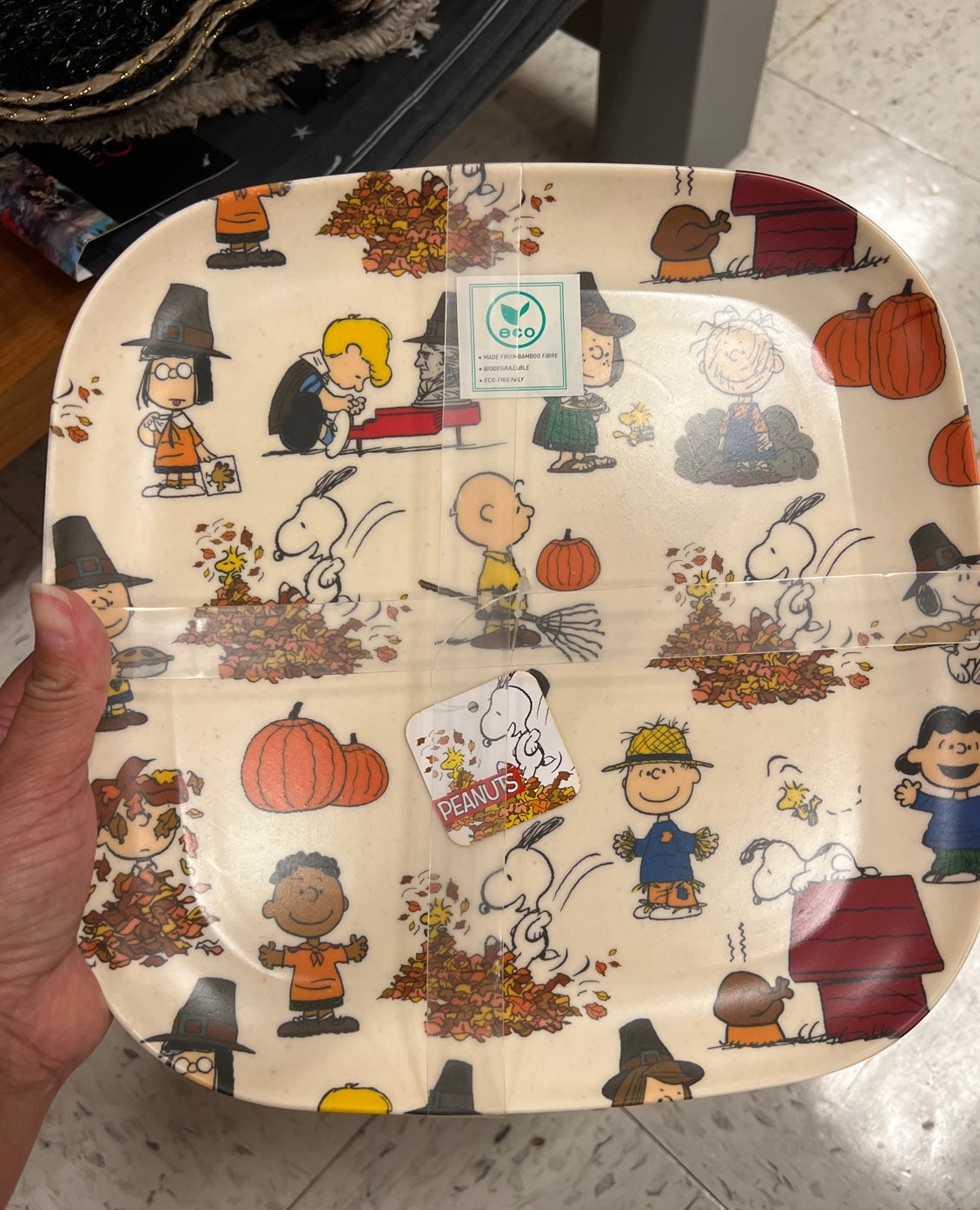 8 pc snoopy thanksgiving melamine plates !