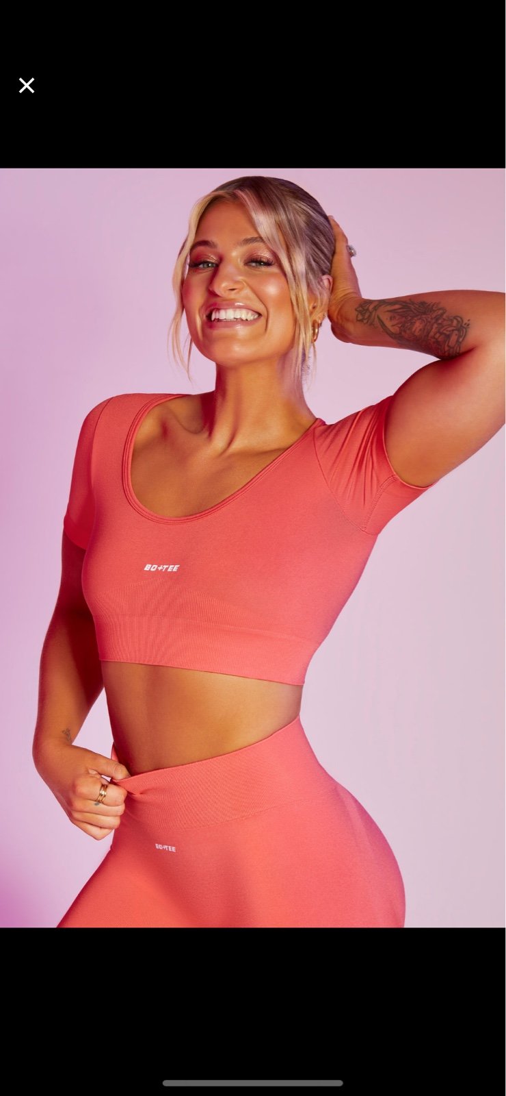 Oh polly long sleeve coral crop top