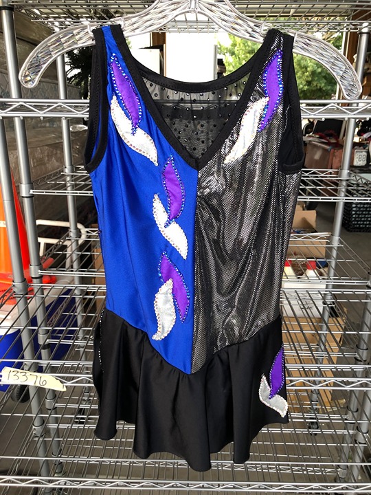 Stunning Ladies extra small skating dress- Black, Royal blue, purple and silver