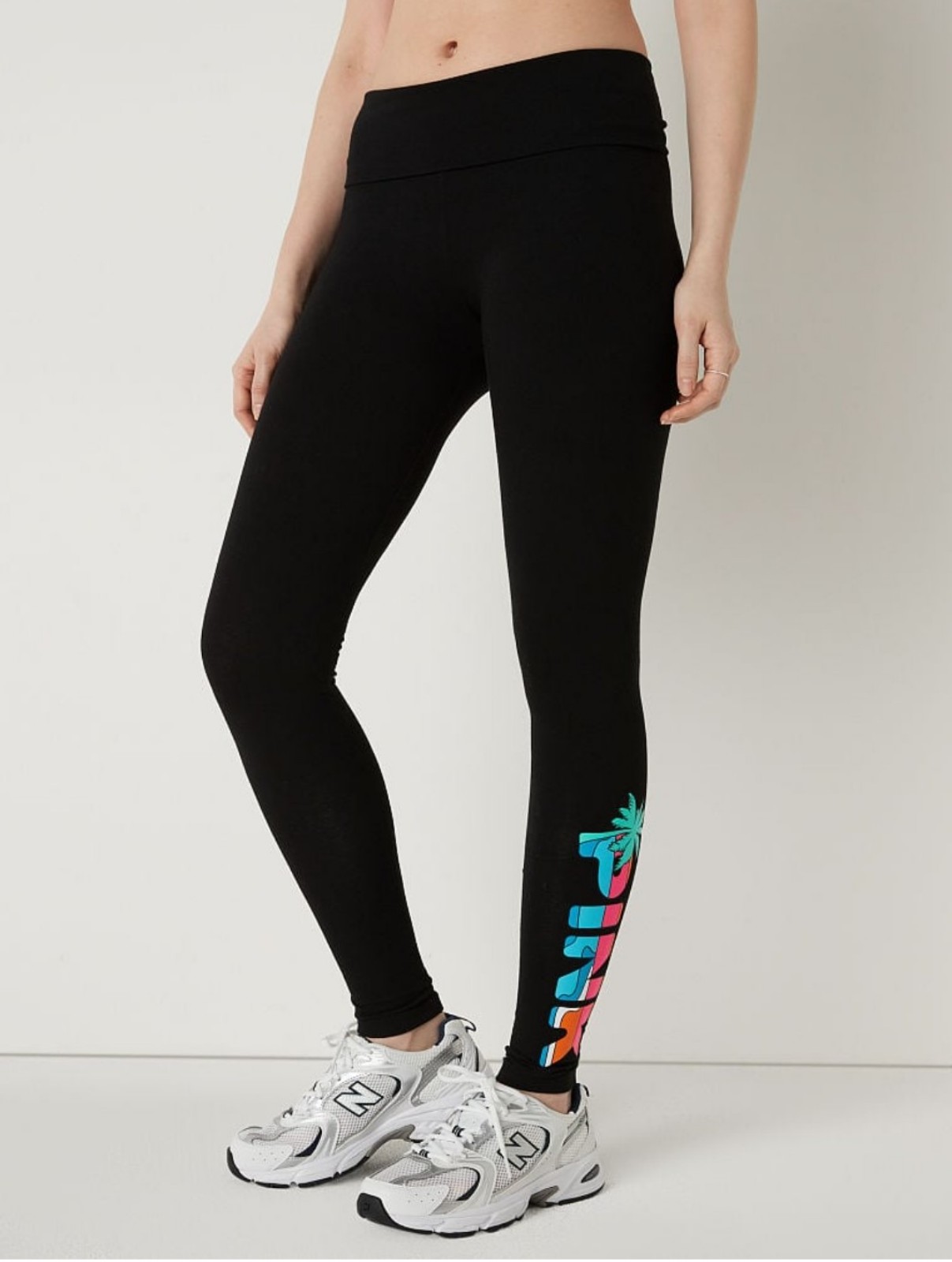 VS PINK Cotton Foldover Leggings in Full Length L
