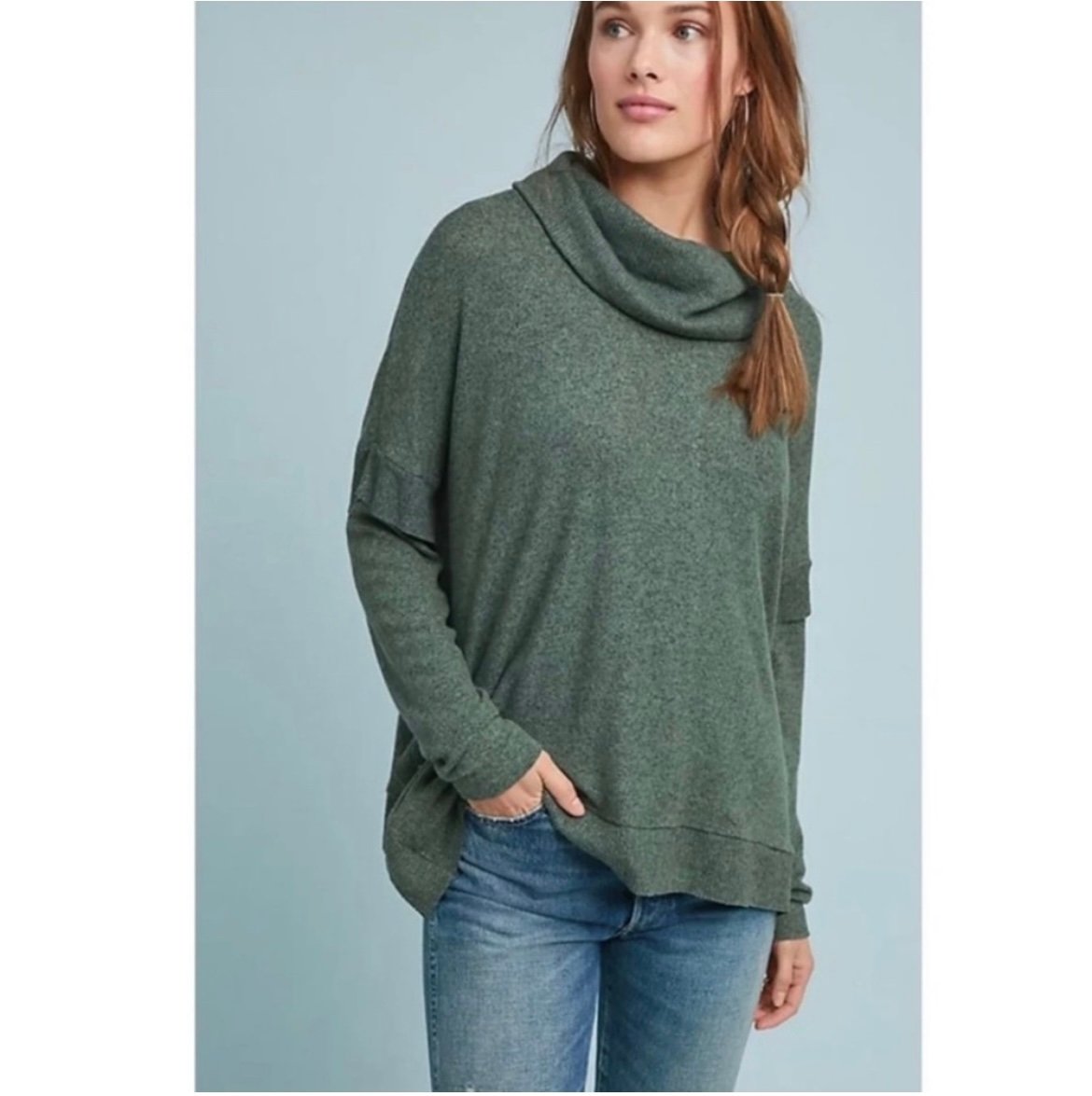 Anthropologie Postmark Lassen Oversized Sweater Olive Green size M